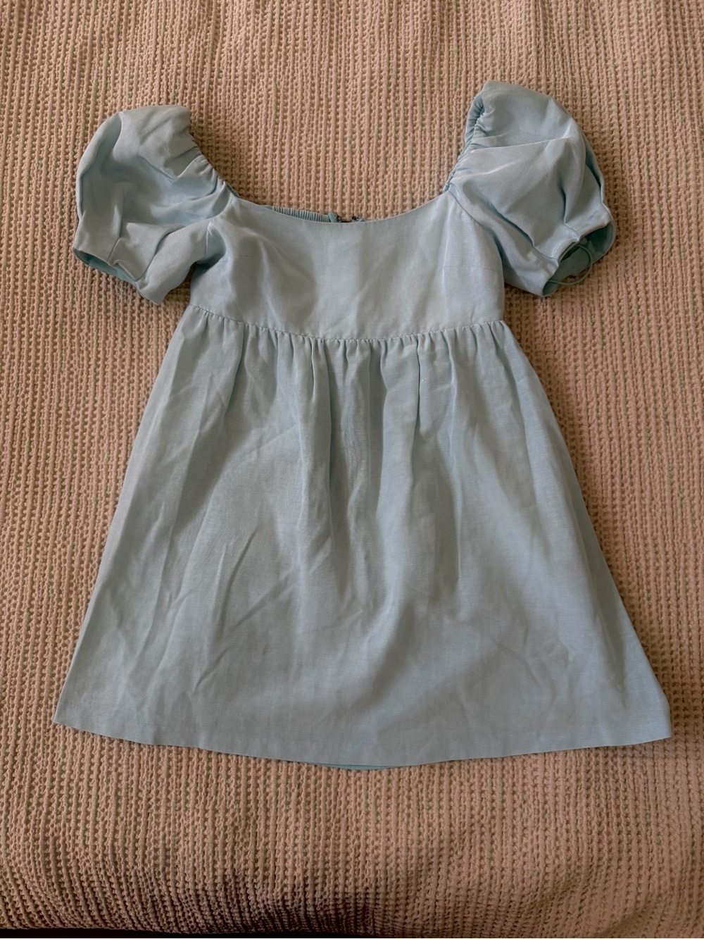 Alice + Olivia Mint Aqua Smocked Square-Neck Dress